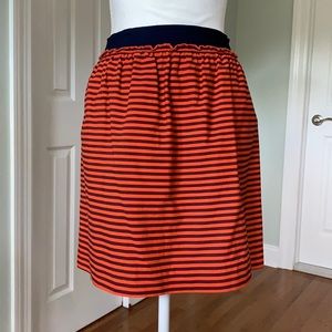 J Crew Cotton Stripped Flare Skirt